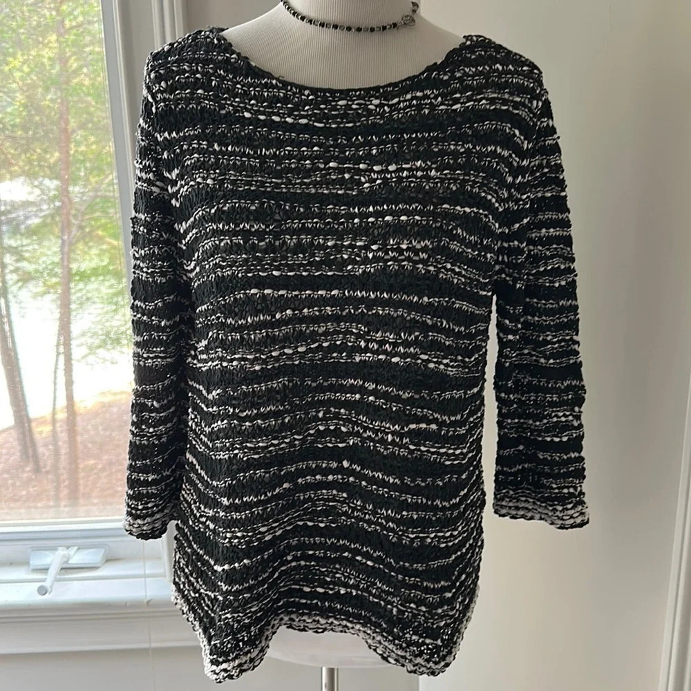 Eileen Fisher black & white sweater - gorgeous, EUC, Size Small